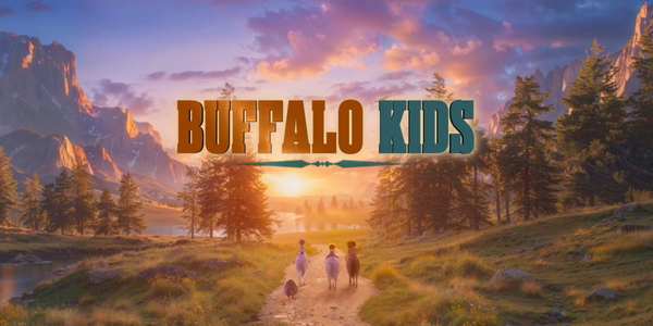 Thumbnail: "Buffalo Kids" In the Background of the font you can see an animation of nature